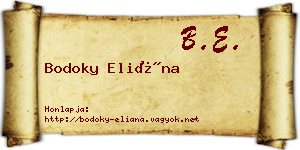 Bodoky Eliána névjegykártya
